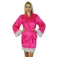 thumbnail image 1 of Bimba Women Kimono Sleeve Satin Short Robe Getting Ready Bride Bridesmaid Lace, 1 of 6