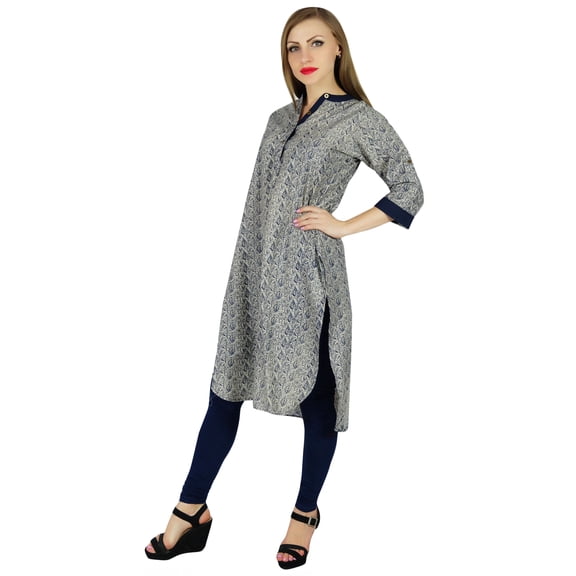 Bimba Women Kurta Kurti 3/4 Sleeve Formal Casual Cotton Tunic Indian Blouse