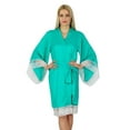 thumbnail image 1 of Bimba Women Lace Kimono Sleeve Short Satin Robe Getting Ready Bides Robe Coverup, 1 of 7