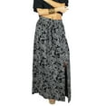 thumbnail image 1 of Bimba Women Long Black Skirt Printed with Slit Polyester Cotton Bohemian Style Wrap, 1 of 6