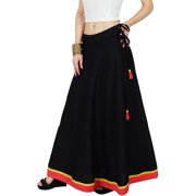 Bimba Women Long Boho Maxi Skirt Cotton Flared Skirts With Drawstring Waist