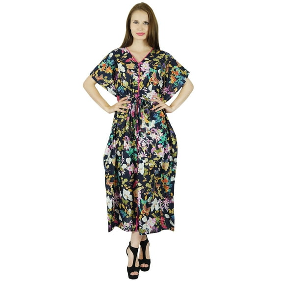 Bimba Women Long Classic Cotton Kaftan Sleep Maxi Gown Caftan Floral Coverup