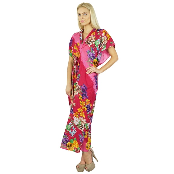 Bimba Women Long Cotton Kaftan Floral Night Wear Classic Caftan Dress