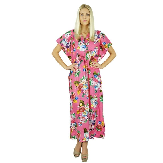 Bimba Women Long Cotton Kaftan Floral Night Wear Classic Caftan Dress