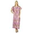 thumbnail image 1 of Bimba Women Long Cotton Kaftan White Floral Night Wear Classic Caftan Dress, 1 of 5