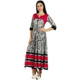 thumbnail image 1 of Bimba Women Long Designer Anarkali Kurti 3/4 Sleeve Kurta Maxi Blouse Black, 1 of 7