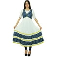 thumbnail image 1 of Bimba Women Long Flaired Kurti White Dress Kurta Party Wear Chic Clothing, 1 of 8