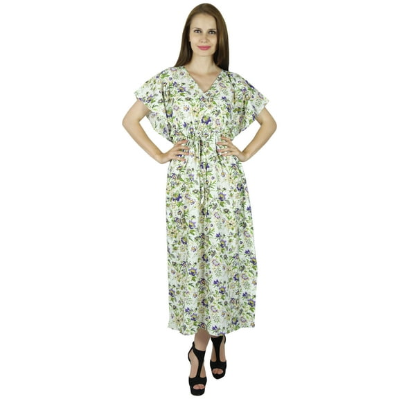 Bimba Women Long Floral Cotton Kaftan Sleep Maxi Gown Summer Caftan Coverup