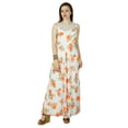 thumbnail image 1 of Bimba Women Long Floral White Dress Georgette Flaired Maxi Summer Wear, 1 of 6