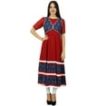 thumbnail image 1 of Bimba Women Long Georgette Printed Kurta Flaired Maroon Party Wear Kurti Dress Indian Clothing, 1 of 8