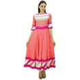 thumbnail image 1 of Bimba Women Long Kurti Peach Indian Maxi Dress Kurta Casual Chic Custom Clothing, 1 of 9