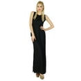thumbnail image 1 of Bimba Women Long Maxi Black Sleeveless Slit Dress Comes With Printed Poncho Crop Top, 1 of 7