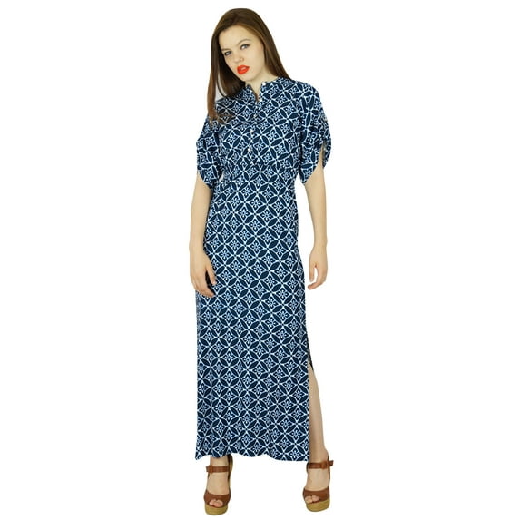 Bimba Women Long Maxi Day Dress Rayon Gown With Side Slit Summer Clothing