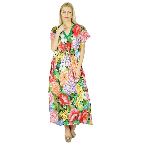 Bimba Women Long Maxi Floral Kaftan Multicolor Cotton Caftan Floral Gown