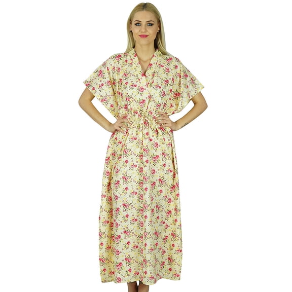 Bimba Women Long Maxi Kaftan Floral Cotton Caftan Coverup Gown