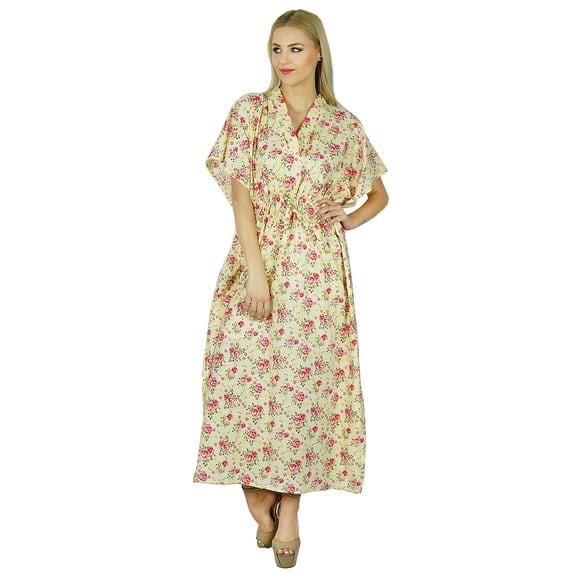 Bimba Women Long Maxi Kaftan Floral Cotton Caftan Coverup Gown