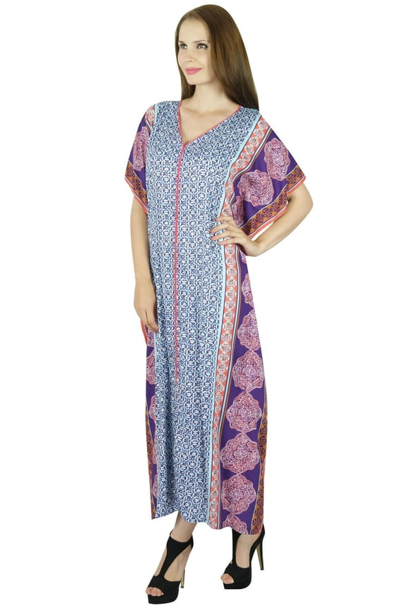 Women Long Pannel Cotton Kaftan Maxi Gown Smocked Back Caftan Dress