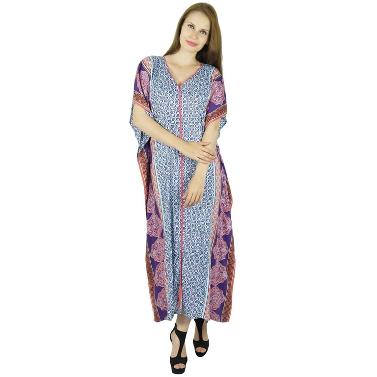 Bimba Women Long Pannel Cotton Kaftan Maxi Gown Smocked Back Caftan Dress Walmart