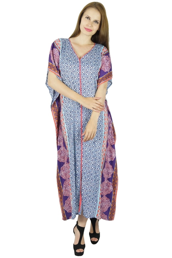 Women Long Pannel Cotton Kaftan Maxi Gown Smocked Back Caftan Dress