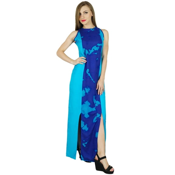 Bimba Women Long Rayon Summer Maxi Dress Resort Wear Sleeveless Gown Dresses