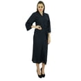 thumbnail image 1 of Bimba Women Long Solid Belt Robe Soft Modal Cotton Wrap Round Plain Bath Robe, 1 of 7