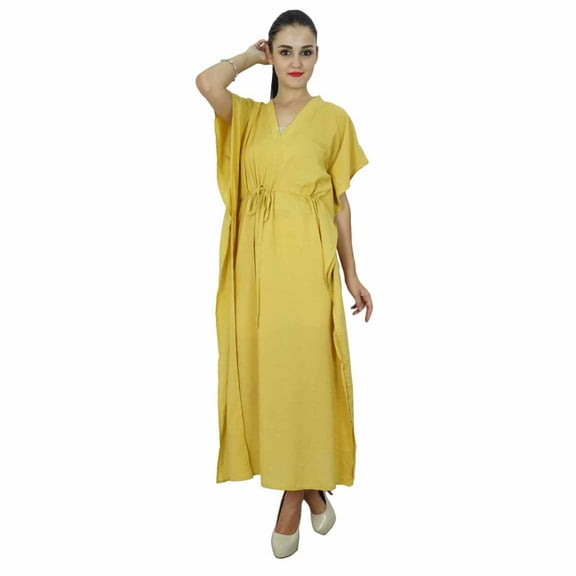 Bimba Women Long Solid Kaftan Soft Cotton Beach Cover Up Caftan Maxi