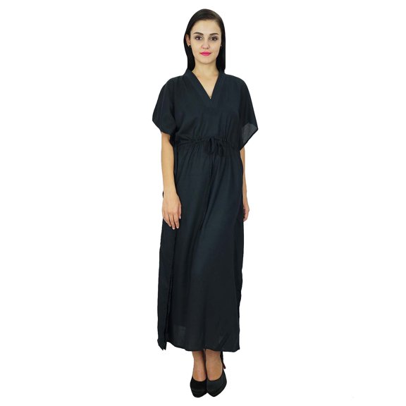 Bimba Women Long Solid Kaftan Soft Cotton Beach Cover Up Caftan Maxi