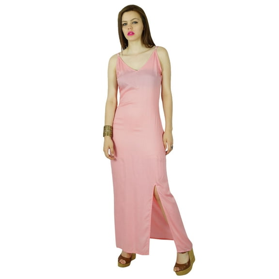 Bimba Women Long Thin Cotton Maxi Gown With Side Slit Comfy Custom Dress