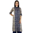 thumbnail image 1 of Bimba Women Mandarin Collar Straight Kurti With Pockets Summer Tunic Blouse, 1 of 7