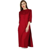 Bimba Women Maroon Rayon Straight Kurta Kurti Casual Summer Indian Ethnic Tunic