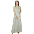thumbnail image 1 of Bimba Women Maxi Dress Cotton Beige Sleeveless Gown Summer Custom Clothing, 1 of 6