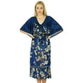 thumbnail image 1 of Bimba Women Mid Calf Cotton Kaftan Maxi Coverup Blue Kimono Sleeve Caftan, 1 of 8