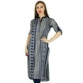 thumbnail image 1 of Bimba Women Nehru Collar Kurti 3/4 Sleeve Kurta Formal Cotton Tunic Indian Blouse, 1 of 7