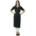 thumbnail image 1 of Bimba Women Plain Black Kurta Straight Rayon Kurti Casual Wear Chic Tunic, 1 of 6