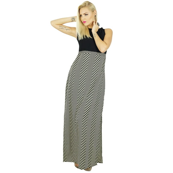 Bimba Women Polyester Dress Long Maxi Gown With Side Slit Chik Clothing