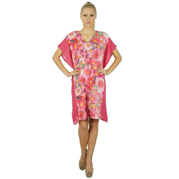 Bimba Women Polyester Kaftan Beach Cover Up Short Floral Caftan