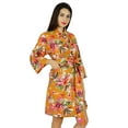 thumbnail image 1 of Bimba Women Printed Short Cotton Robe Bride Bridesmaid Getting Ready Coverup, 1 of 6