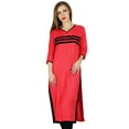 thumbnail image 1 of Bimba Women Rayon Kurta Kurti 3/4 Sleeve Indian Casual Clothing Long Blouse, 1 of 9