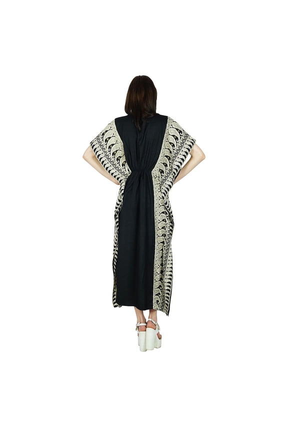 Women Rayon Long Kaftan Black Caftan Maxi Gown Coverup Top
