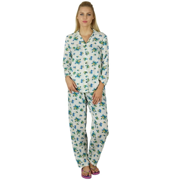 Bimba Women Rayon Night Wear Pajama Set Printed Full Sleeve Shirt with Pyjamas