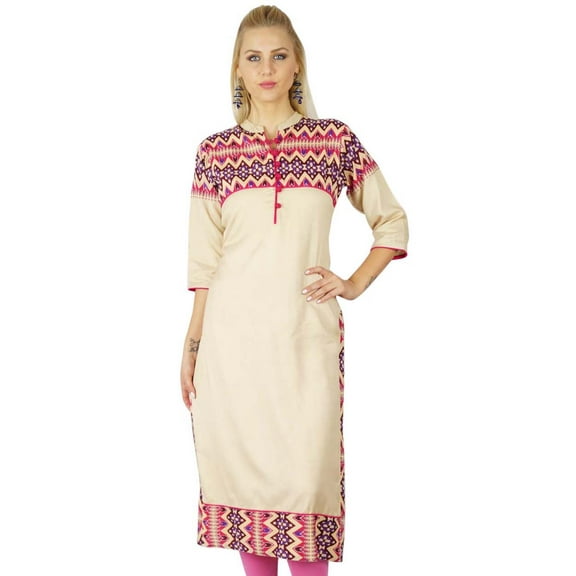 Bimba Women Rayon custom Kurta Kurti Ethnic Indian 3/4 Sleeve Top Casual Formal Tunic