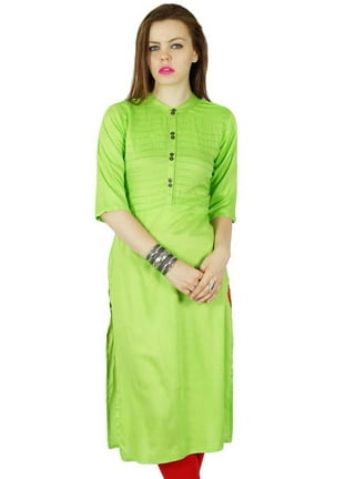 Chichi Indian Women Kurta Kurti 3/4 Sleeve Plain Straight Tunic Top Casual  Wear(Green) : : Clothing, Shoes & Accessories