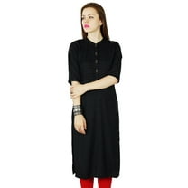 Bimba Women Rayon custom Kurta Kurti short Sleeve Summer Tunic Long Top Blouse Indian Clothing