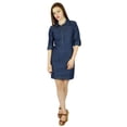 thumbnail image 1 of Bimba Women Short Blue Thin Soft Denim Mini Dress Classic Chic 3/4 Sleeve, 1 of 6