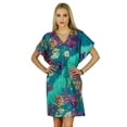 thumbnail image 1 of Bimba Women Short Cotton Kaftan Kimono Sleeve Caftan Boho Dress Floral Print, 1 of 2
