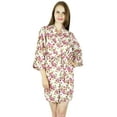 thumbnail image 1 of Bimba Women Short Cotton Robe Floral Print Getting Ready Bridesmaid Robes- White, 1 of 5