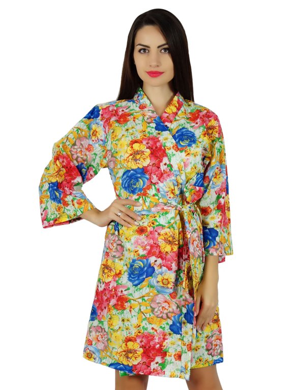Women Short Cotton Robe Getting Ready Bride Bridesmaid Wrap Coverup