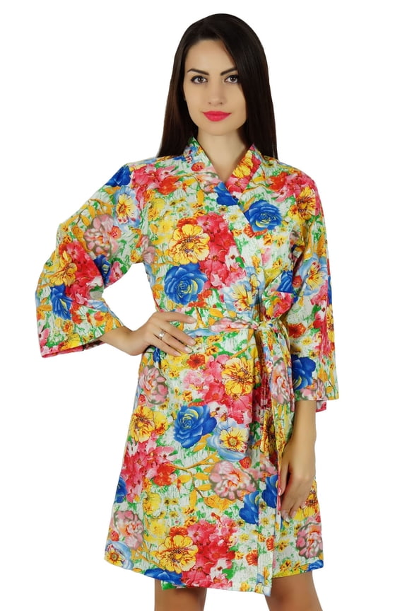 Women Short Cotton Robe Getting Ready Bride Bridesmaid Wrap Coverup