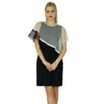 thumbnail image 1 of Bimba Women Short Mini Black Bodycon Dress With Asymmetrical Poncho Classic Top, 1 of 5