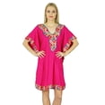thumbnail image 1 of Bimba Women Short Rayon Kaftan Kimono Sleeve Pink Caftan Boho Dress Coverup, 1 of 5